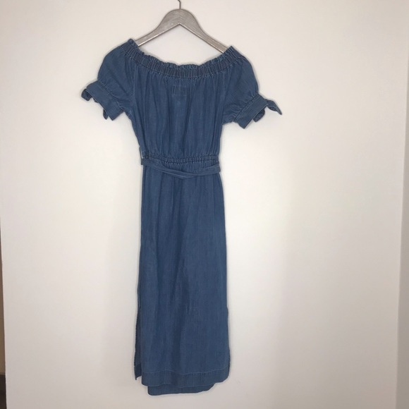 J. Crew Off The Shoulder Chambray Midi Dress - Picture 8 of 8